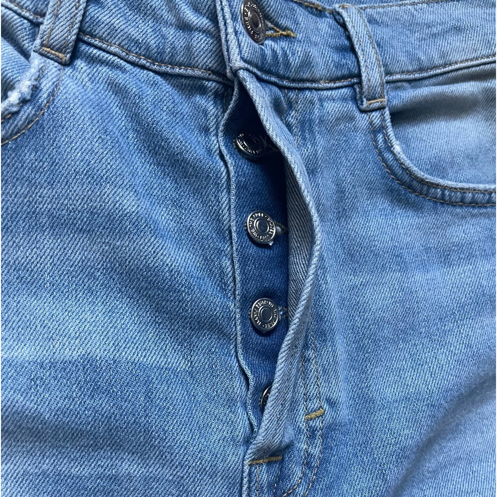 We The Free Light Wash Distressed Button Fly High Rise Raw Hem Skinny Jeans - Picture 10 of 11